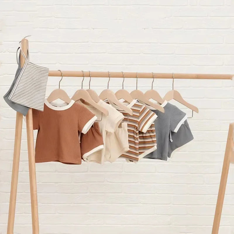 Adorable 2-Piece Cotton Clothing Set: Short Sleeve Top & Shorts
